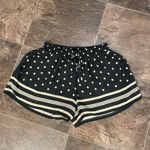 Navy and cream polka dot and stripe shorts